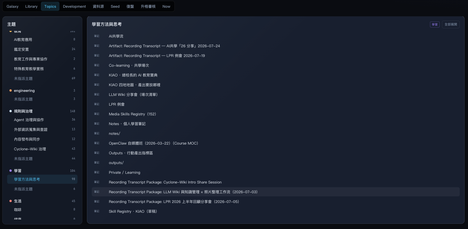 Topics 共學與課程摘要